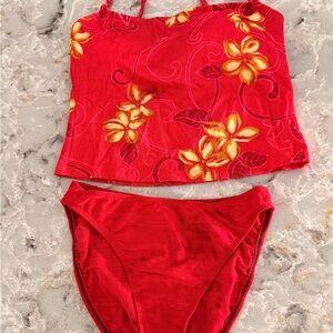 Athena Red Floral One-Piece Style Tankini